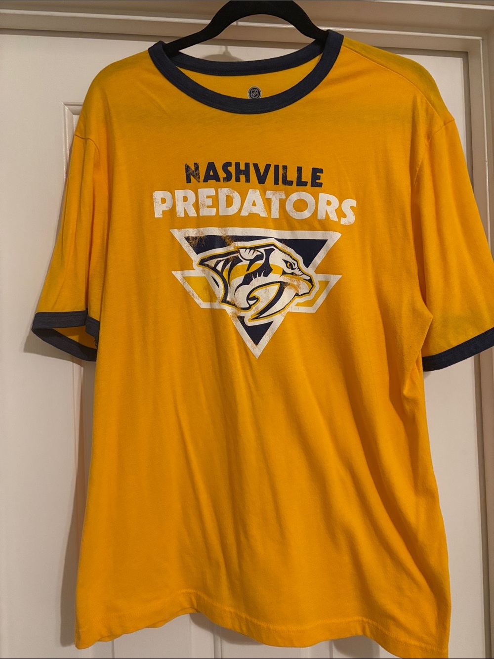 NHL Nashville Predators Gold Short Sleeve Ringer Tee